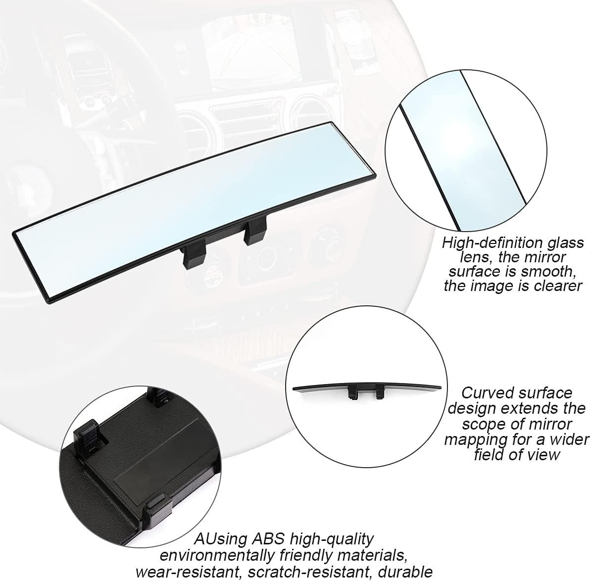 Wide-Angle Car Rearview Mirror with Curved HD — view 4