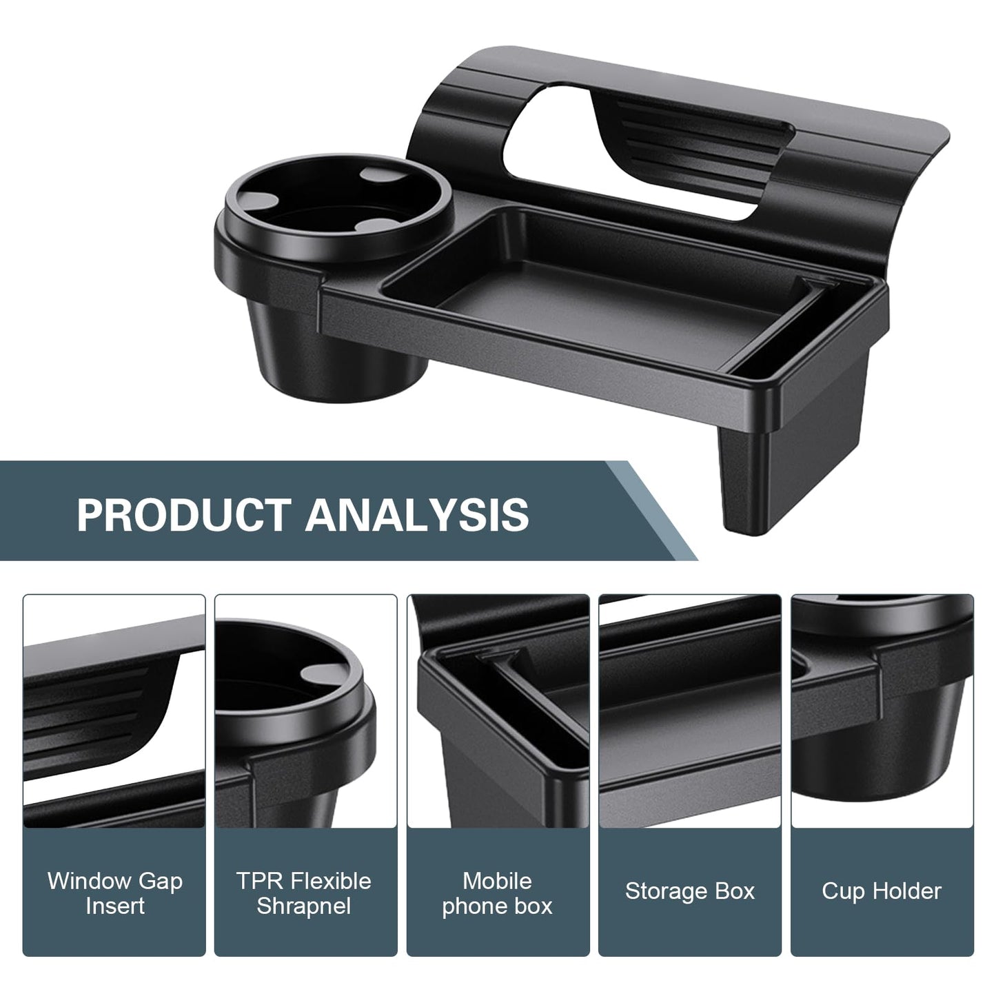Universal car window organiser with cup holder — view 4