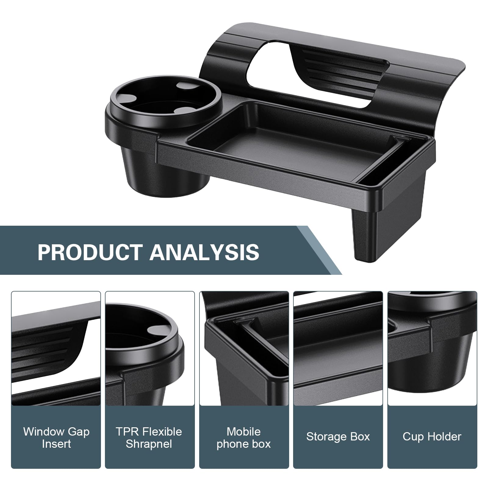 Universal car window organiser with cup holder — view 4
