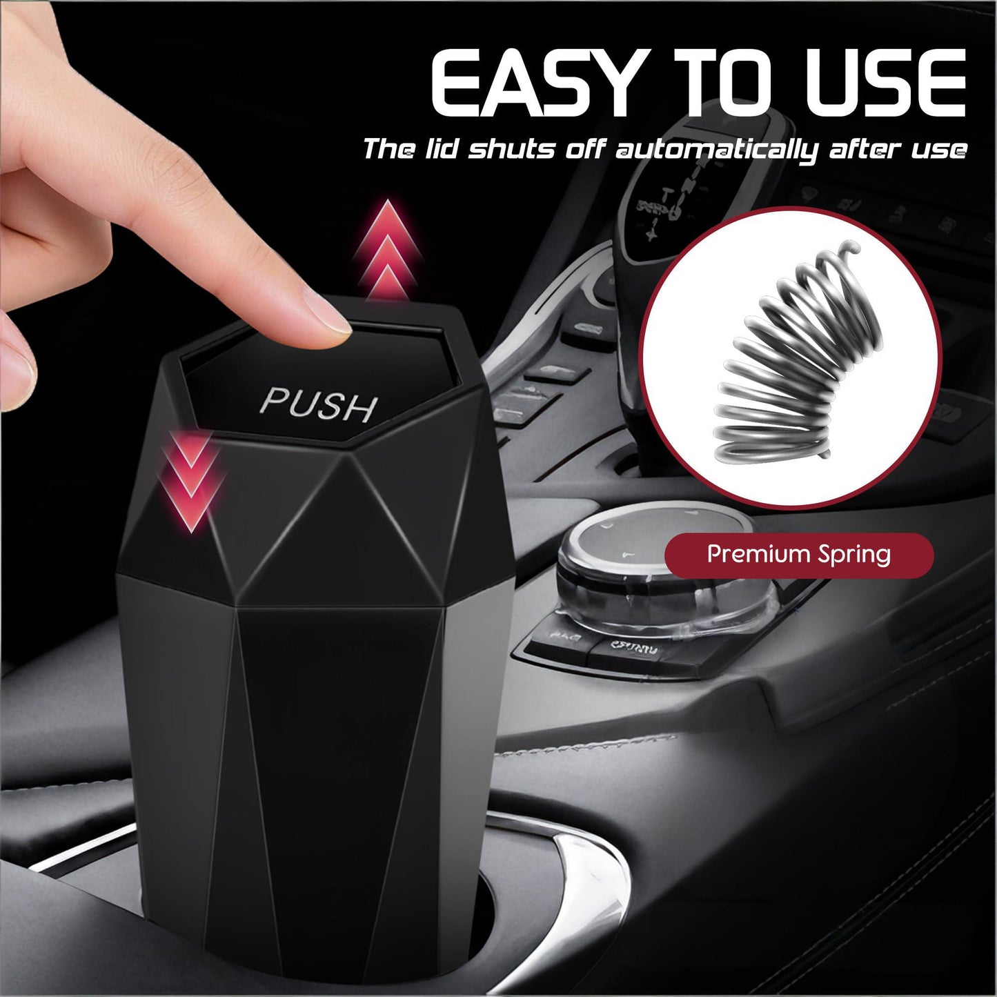 Push-top car trash can 600mL — view 3