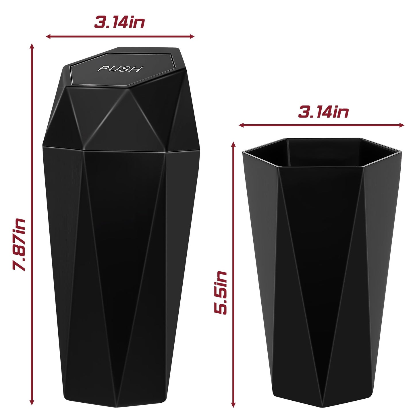 Push-top car trash can 600mL — view 10