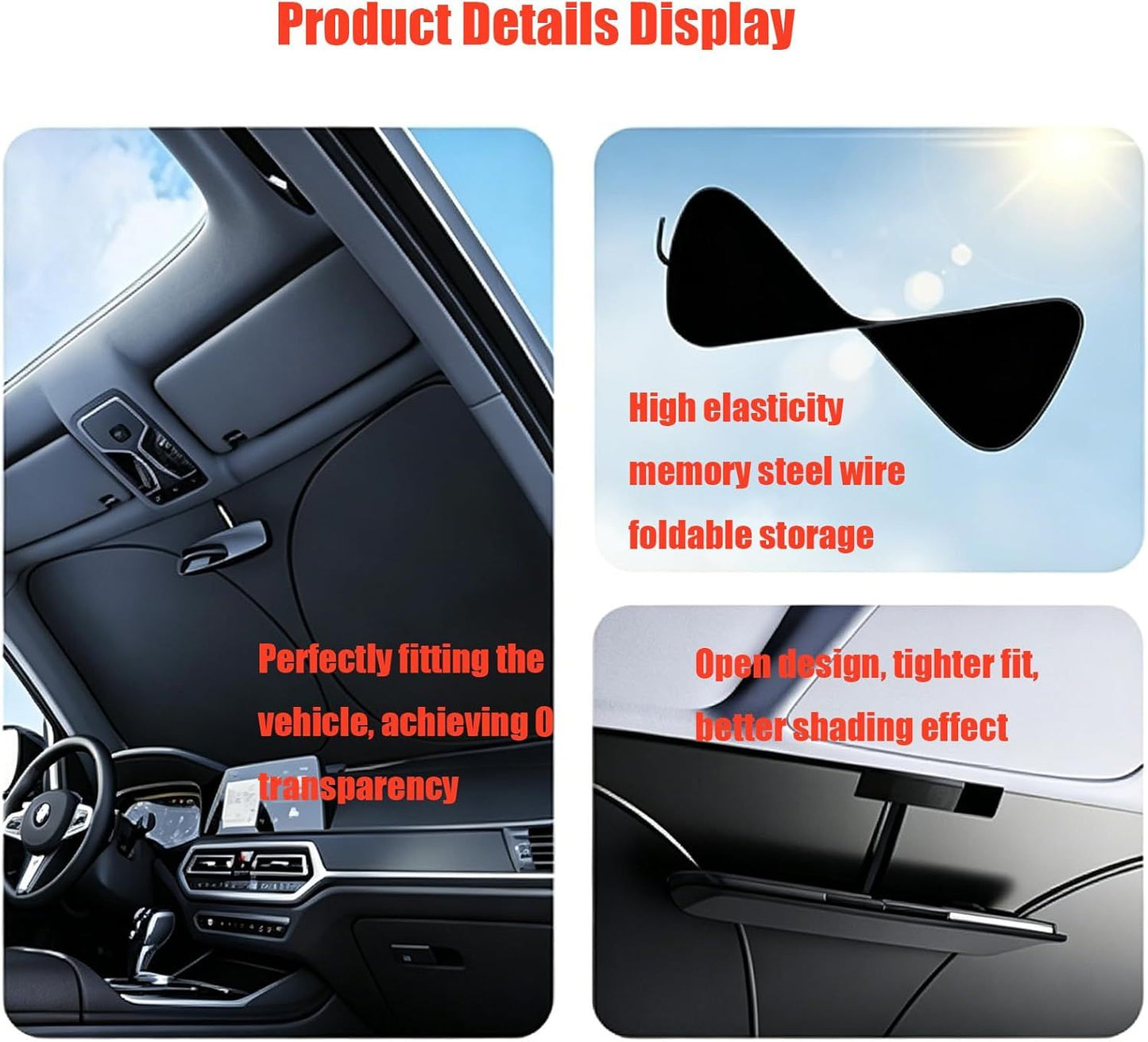 Universal foldable windscreen sun shade silver — view 6