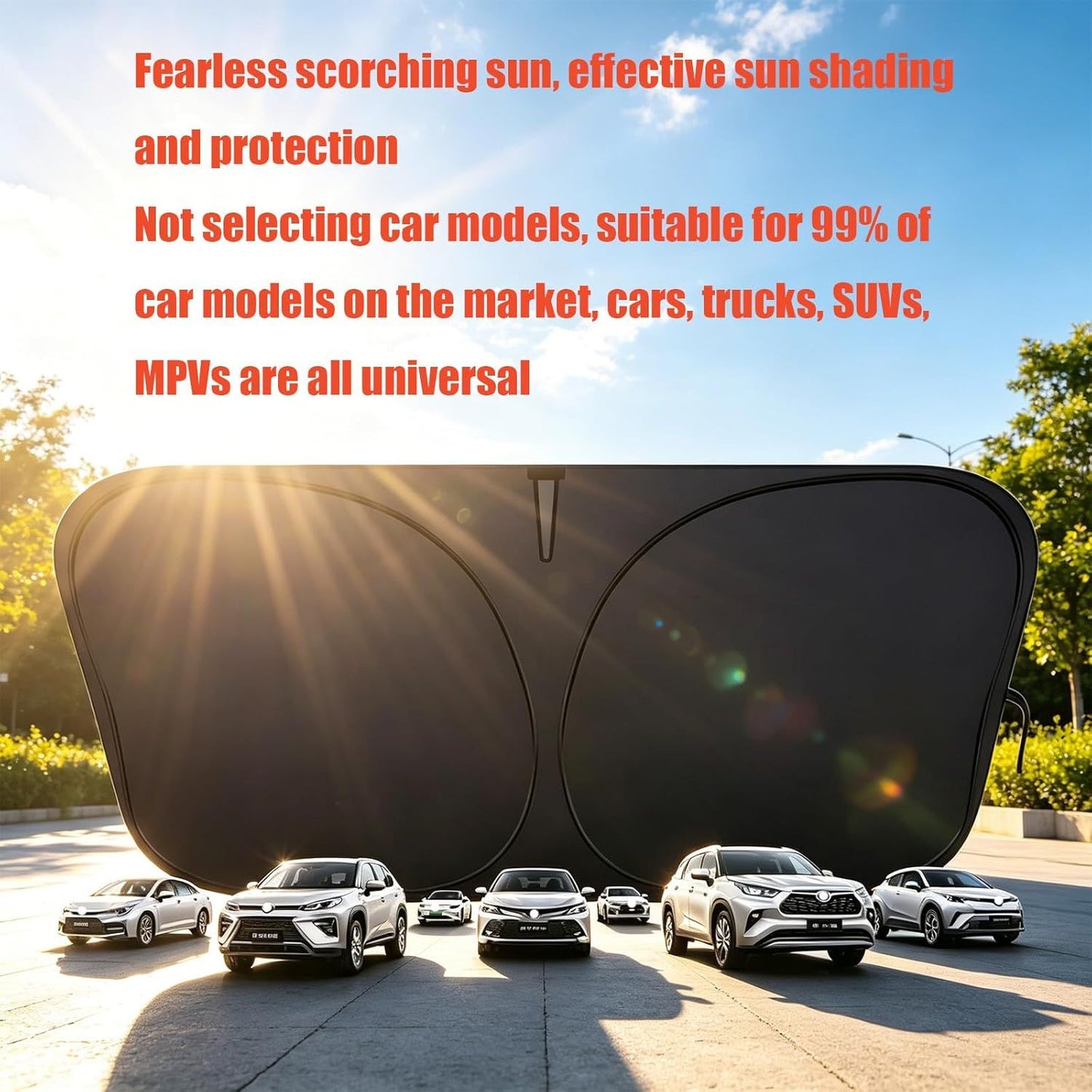 Universal foldable windscreen sun shade silver — view 8