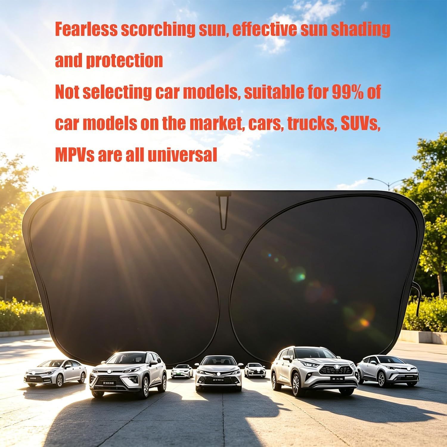 Universal foldable windscreen sun shade silver — view 8