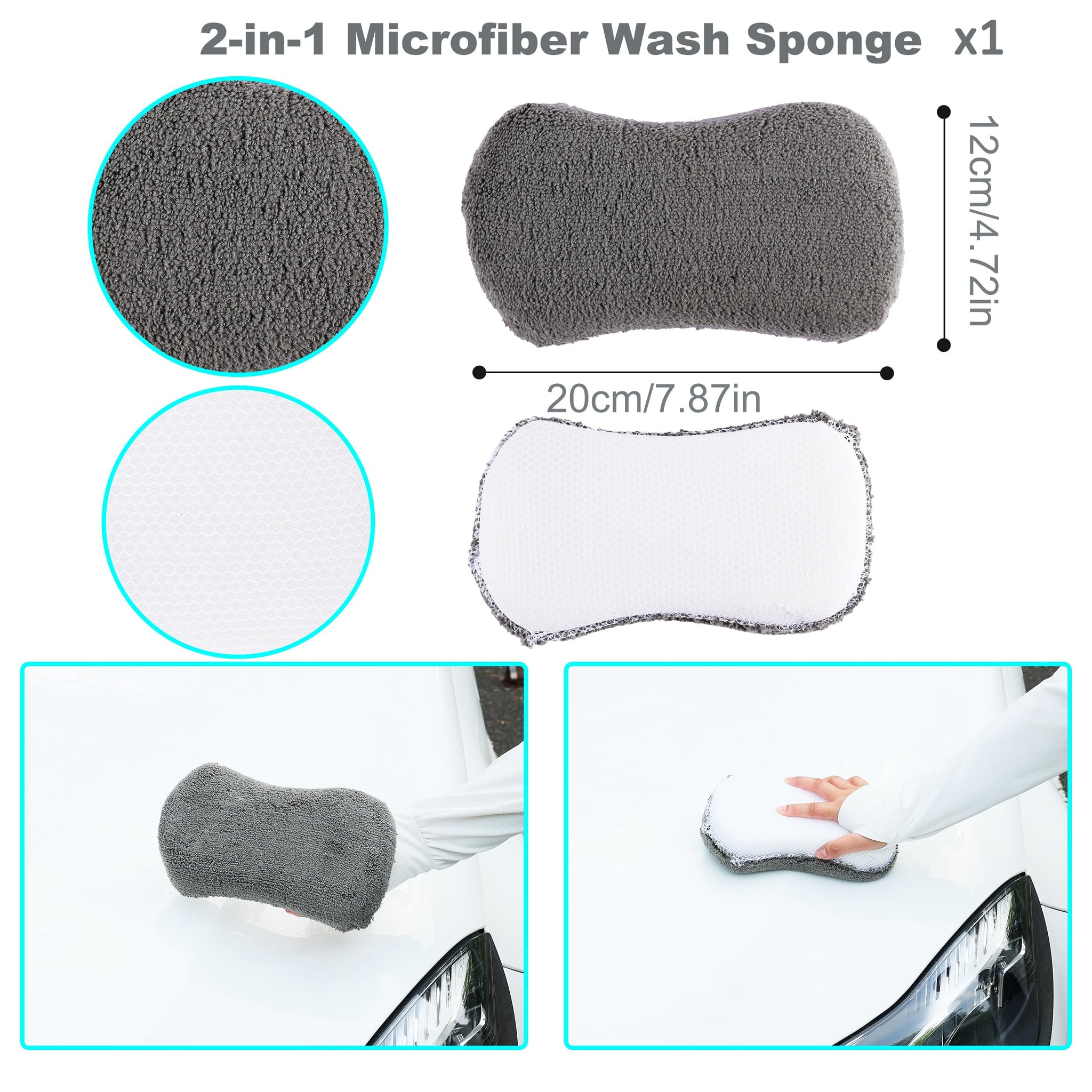 9-piece car cleaning detailing kit grey — view 4