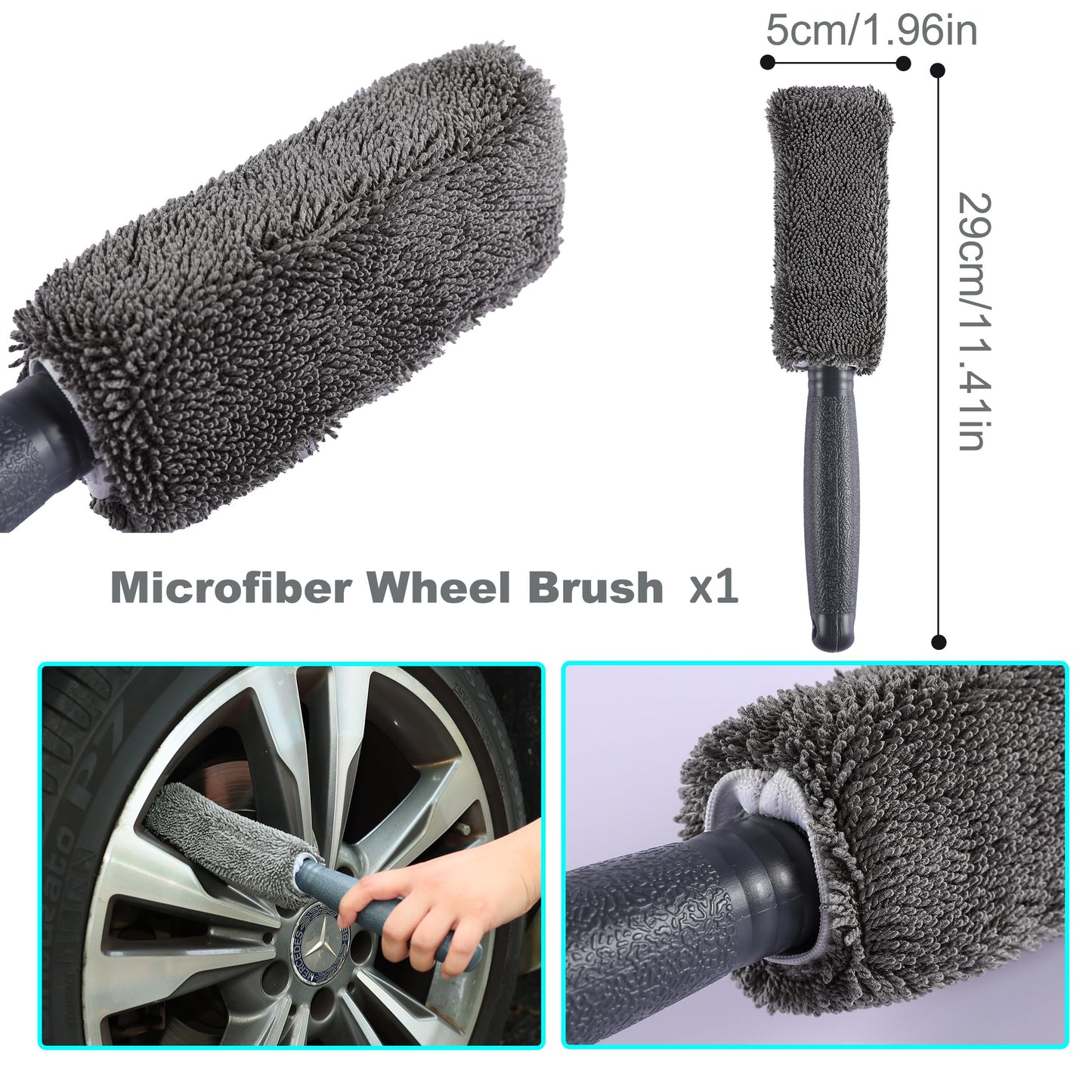 9-piece car cleaning detailing kit grey — view 6