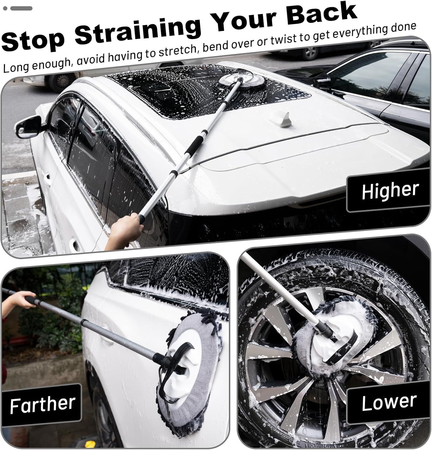 Telescopic Car Cleaning Mop with 4-Section Aluminium — view 4