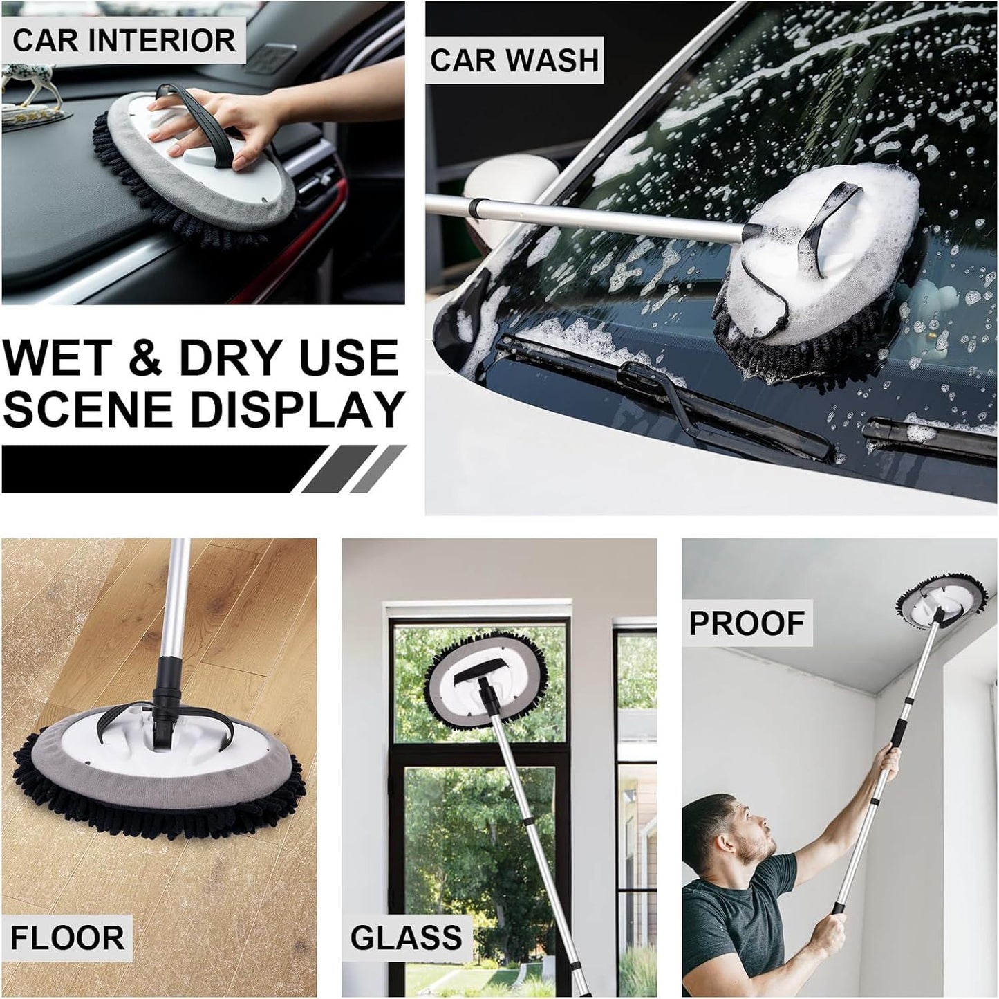 Telescopic Car Cleaning Mop with 4-Section Aluminium — view 7