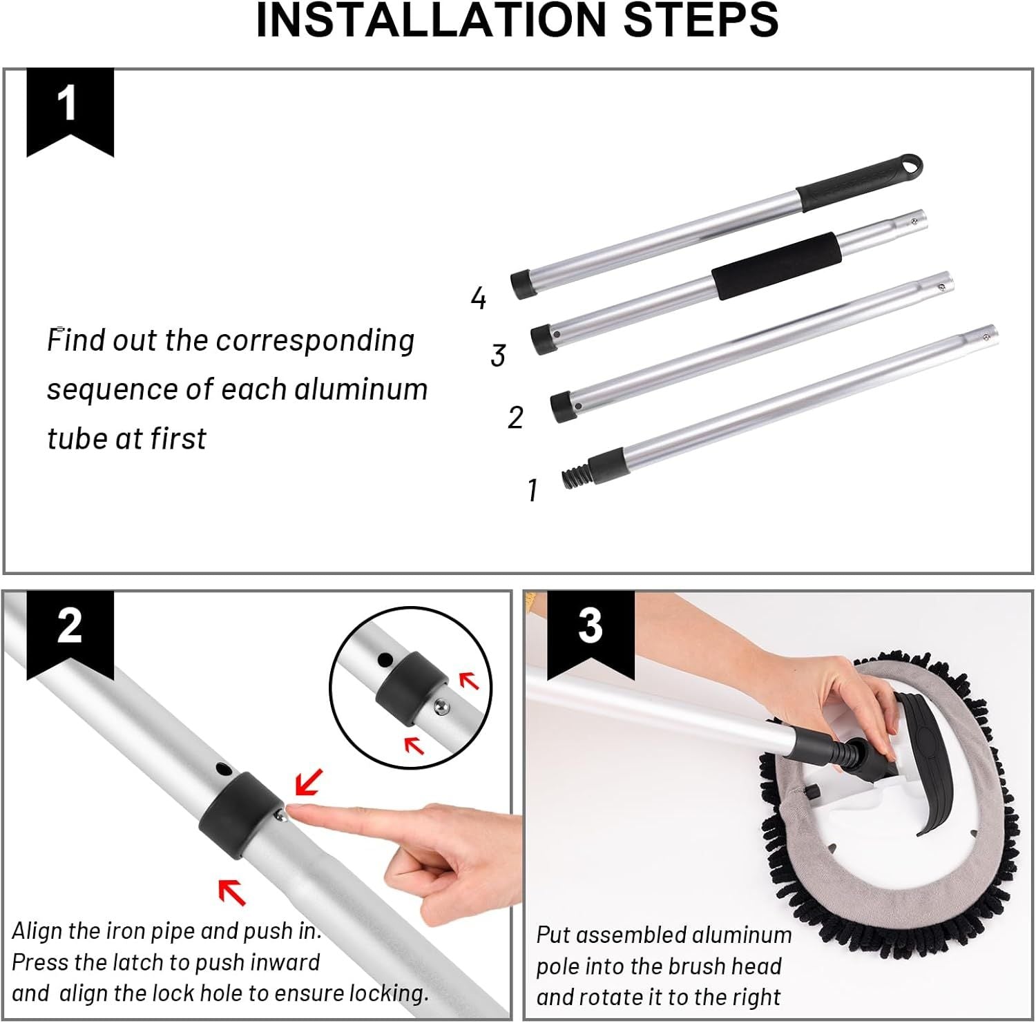 Telescopic Car Cleaning Mop with 4-Section Aluminium — view 9