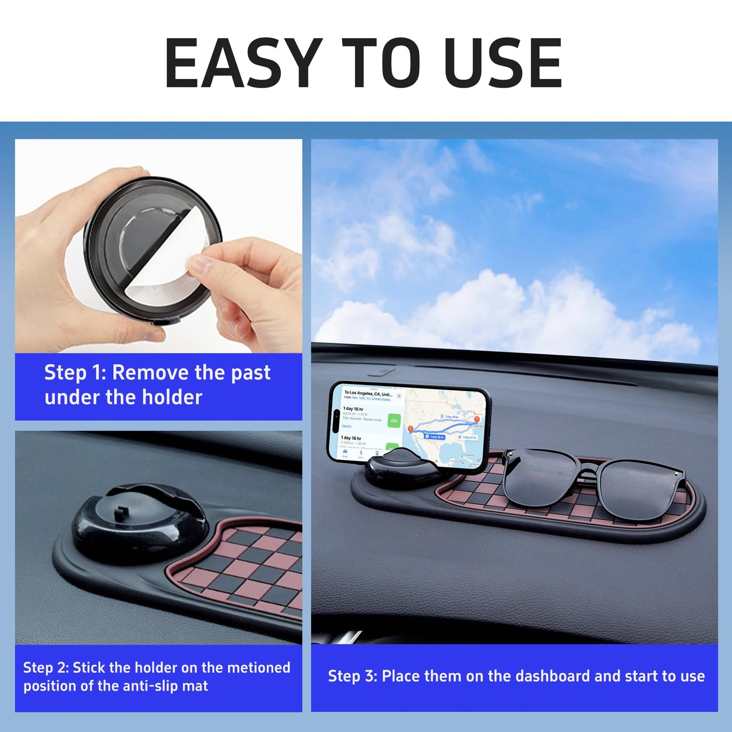 2-in-1 car dashboard phone holder mat — view 6
