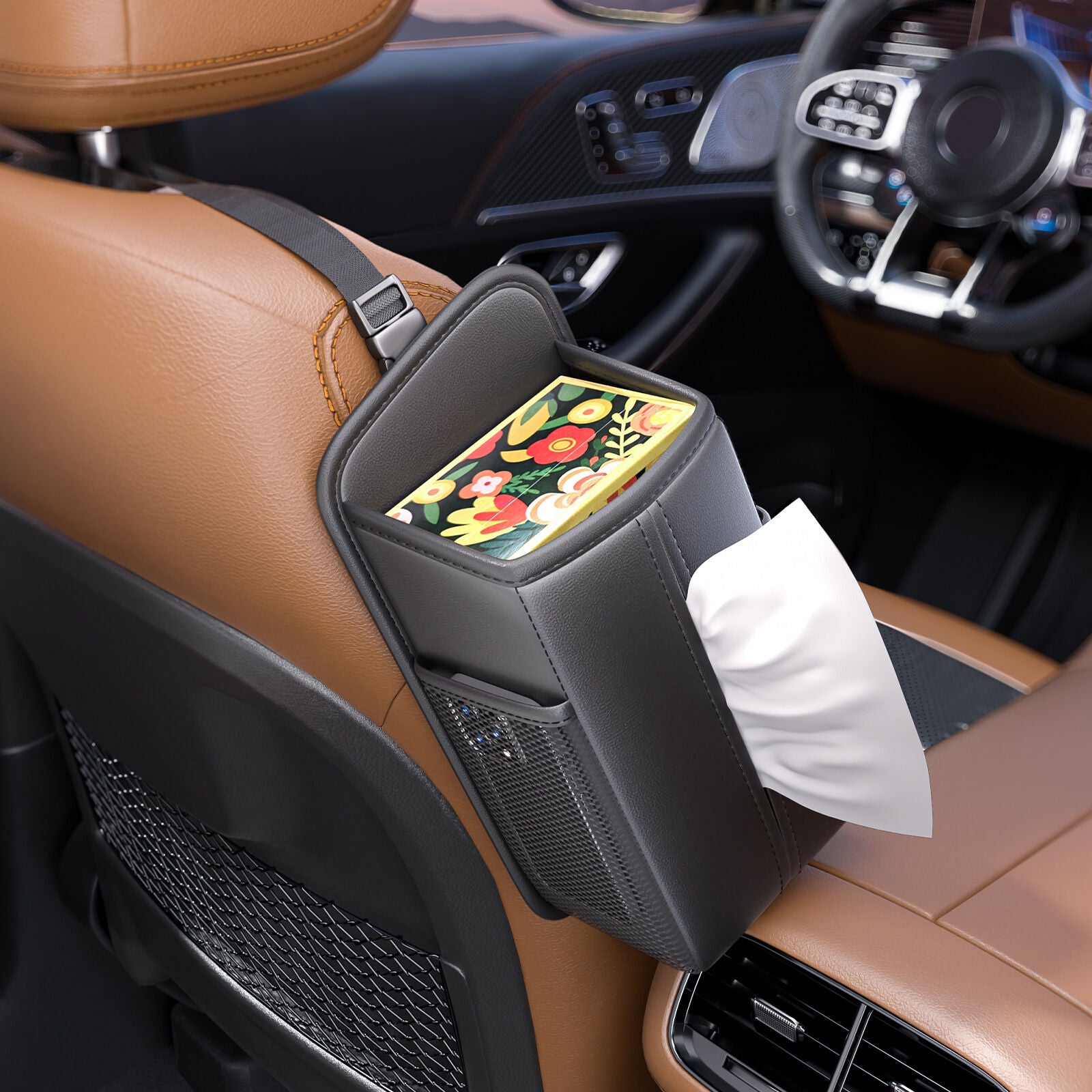 Car seat side-mount storage organiser black — view 3