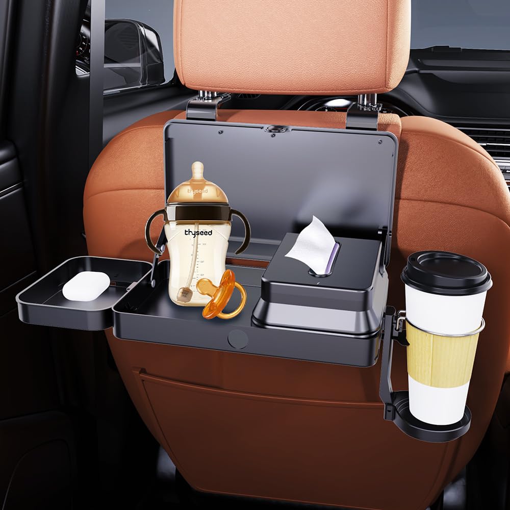 Foldable car backseat tray table, black — view 6