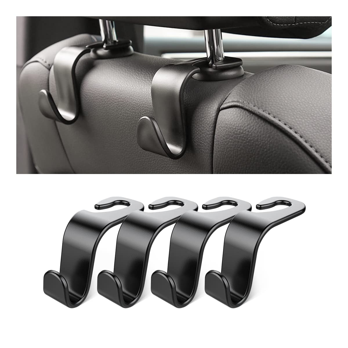 4-pack car headrest hooks — view 2