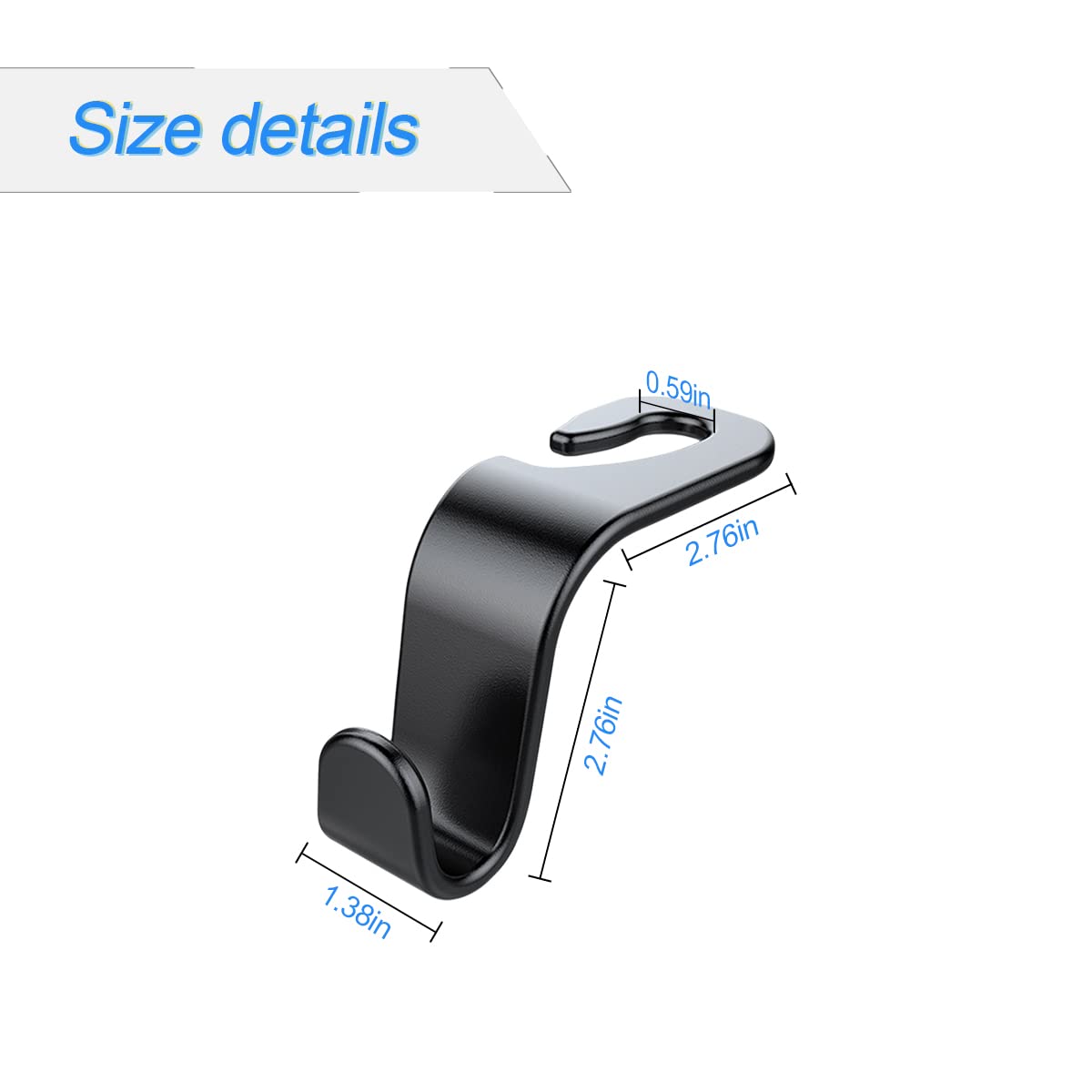 4-pack car headrest hooks — view 3