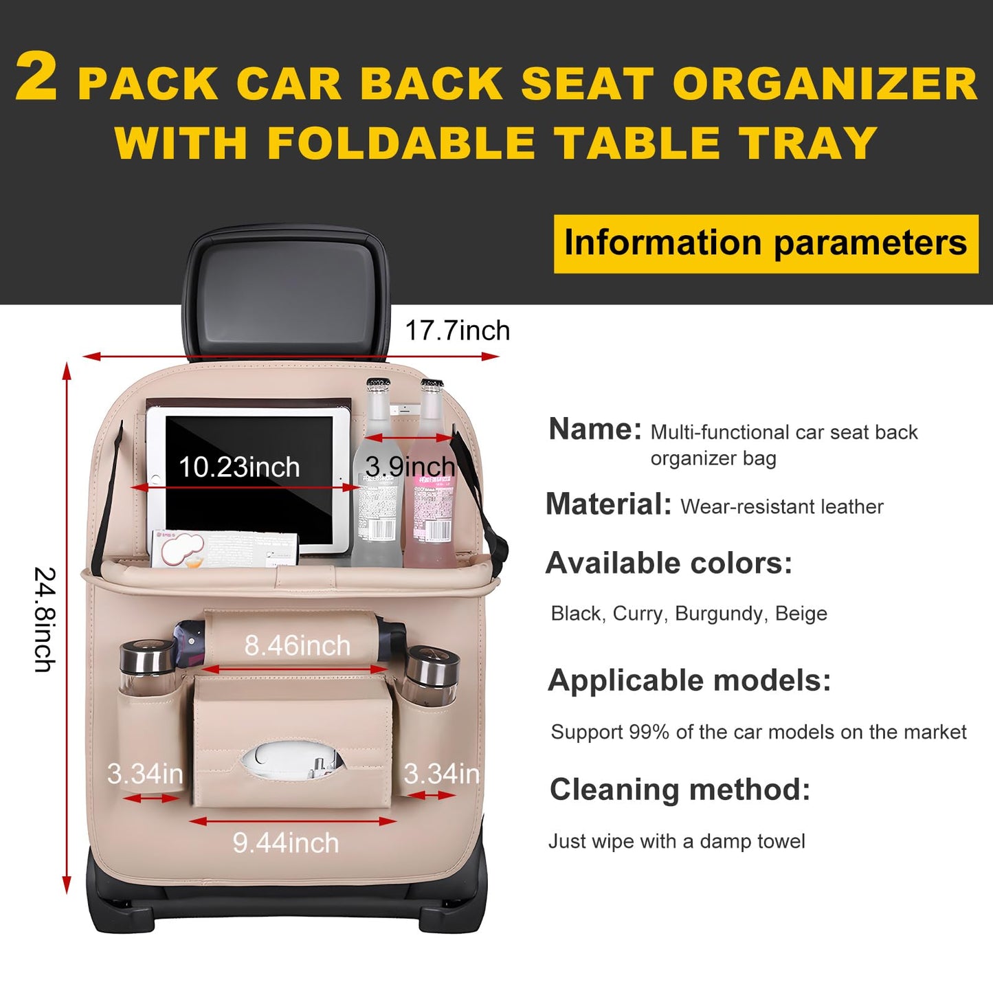 Car Back Seat Organiser Foldable Tray — view 6