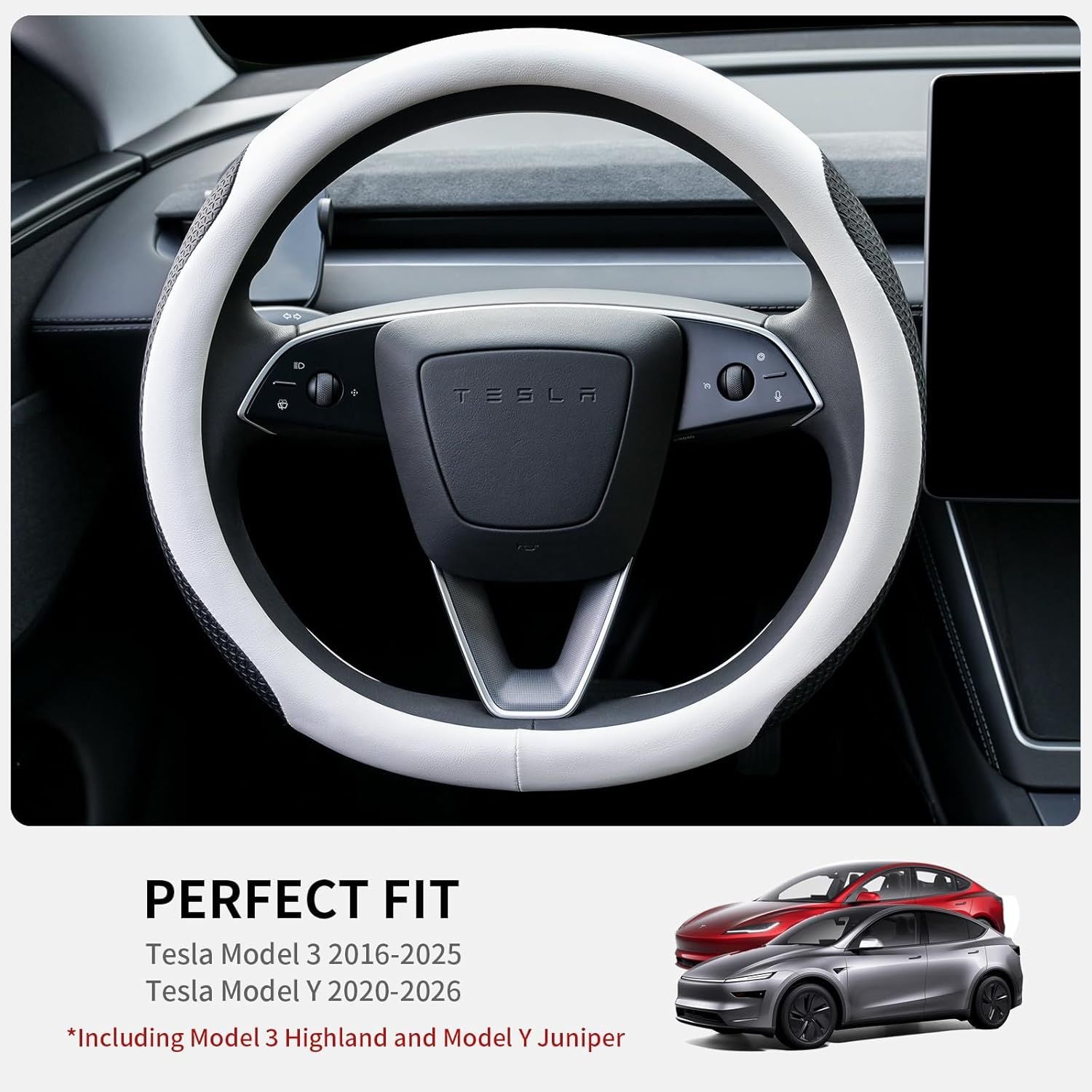 Premium Nappa-Style Steering Wheel Cover for Tesla — view 3