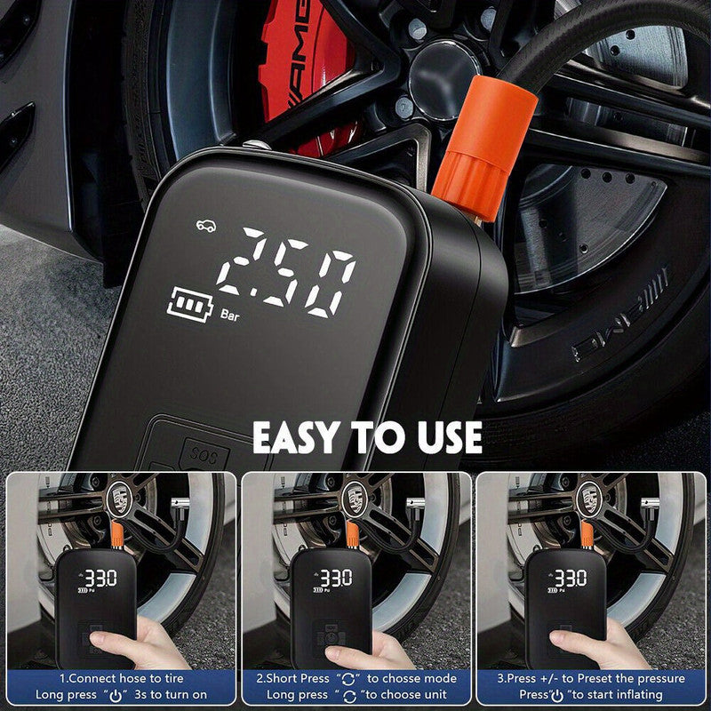 150PSI portable cordless tyre inflator — view 3