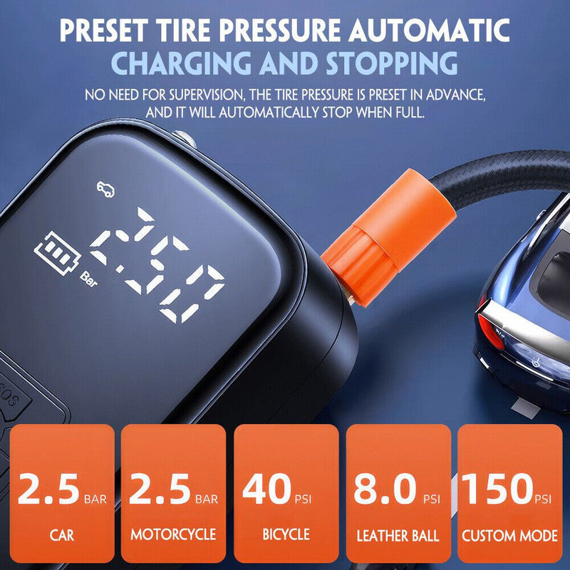 150PSI portable cordless tyre inflator — view 4