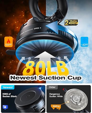 Suction cup magnetic car phone mount black — view 3