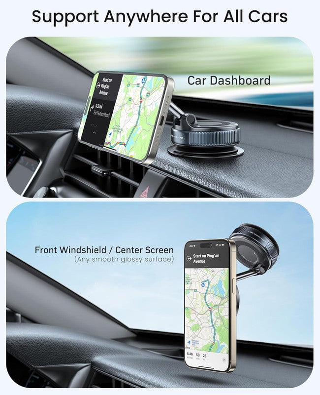 Suction cup magnetic car phone mount black — view 5