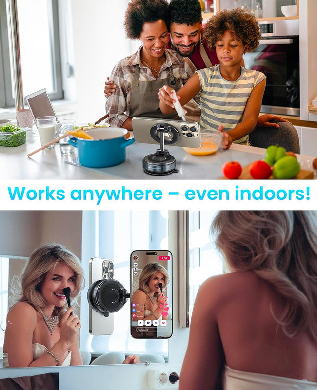 Suction cup magnetic car phone mount black — view 7