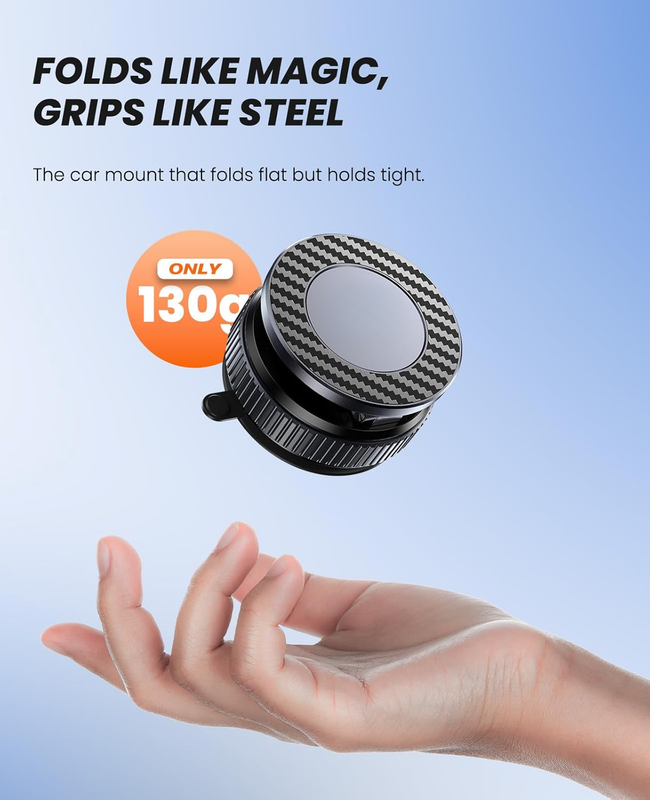 Suction car phone mount 360 magnetic carbon fibre — view 4