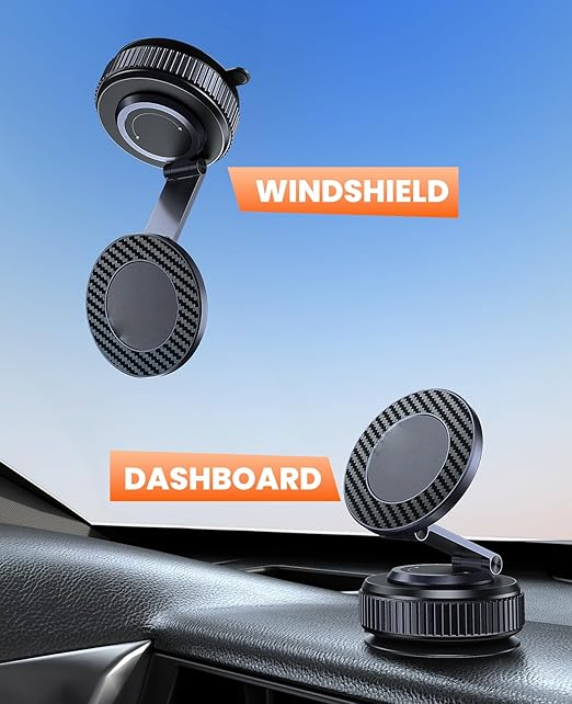 Suction car phone mount 360 magnetic carbon fibre — view 5