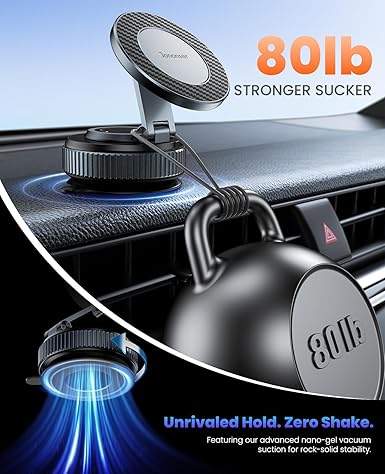 Suction car phone mount 360 magnetic carbon fibre — view 7