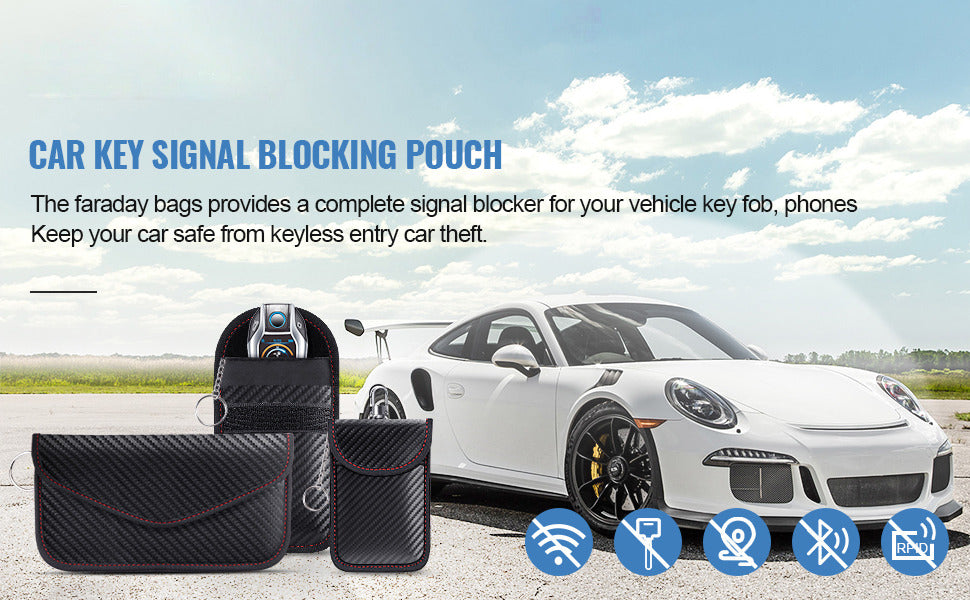 Faraday pouch car keys 2 pack RFID black — view 9
