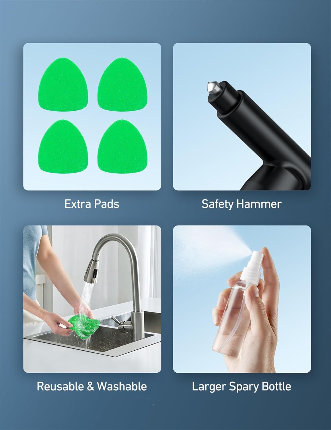 Windshield washer tool with 4 microfibre pads — view 8