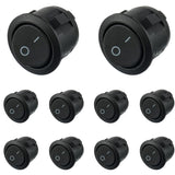 SPST rocker switches 2 pin 10pcs black round — view 2