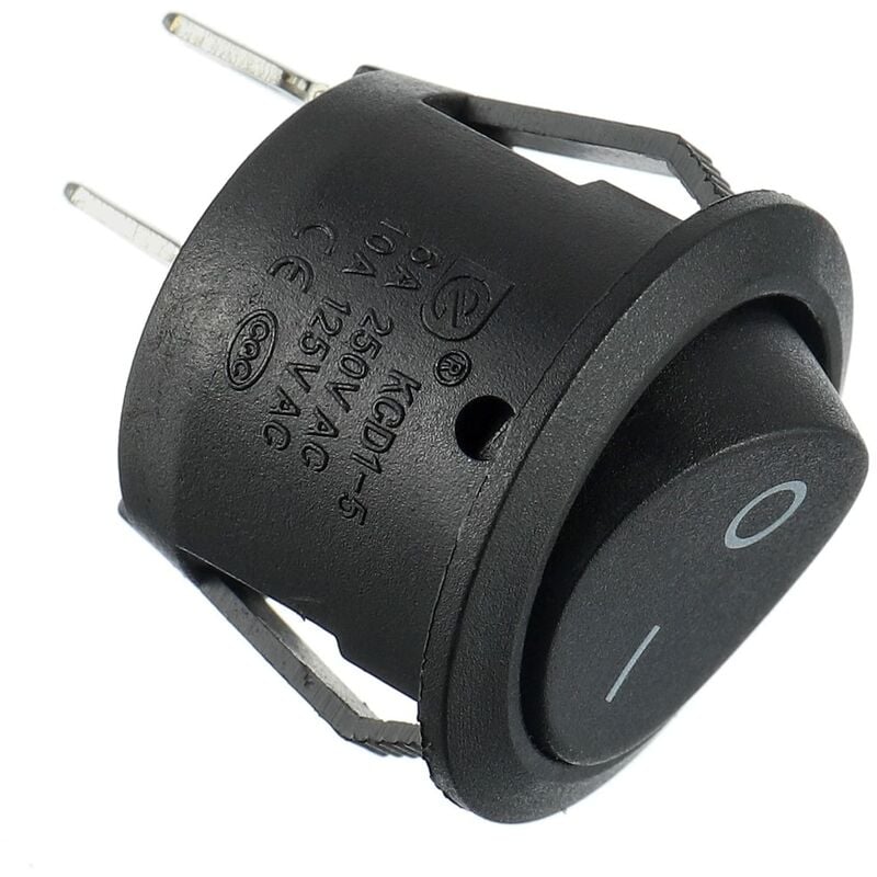 SPST rocker switches 2 pin 10pcs black round — view 5