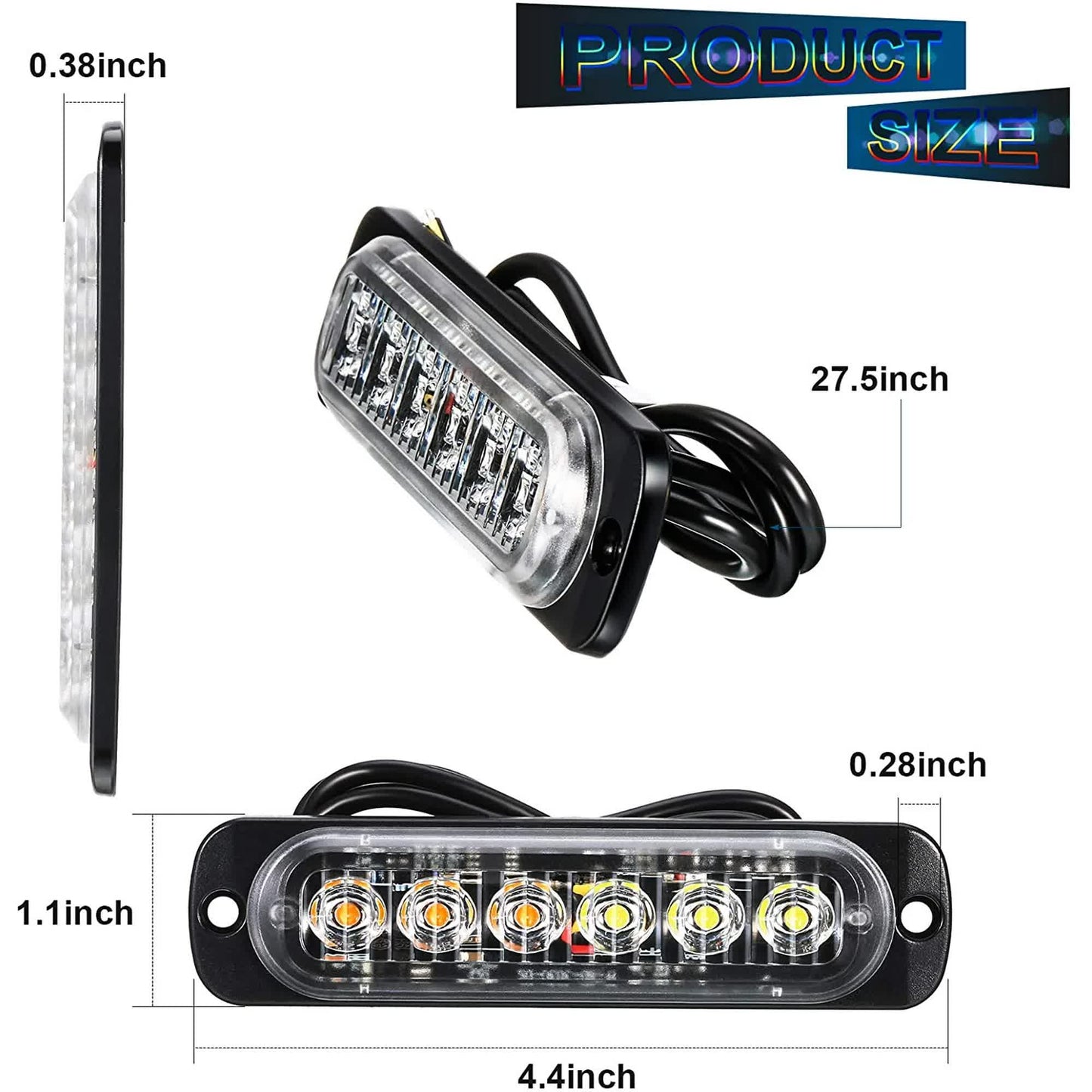LED amber strobe lights 4 pieces — view 3