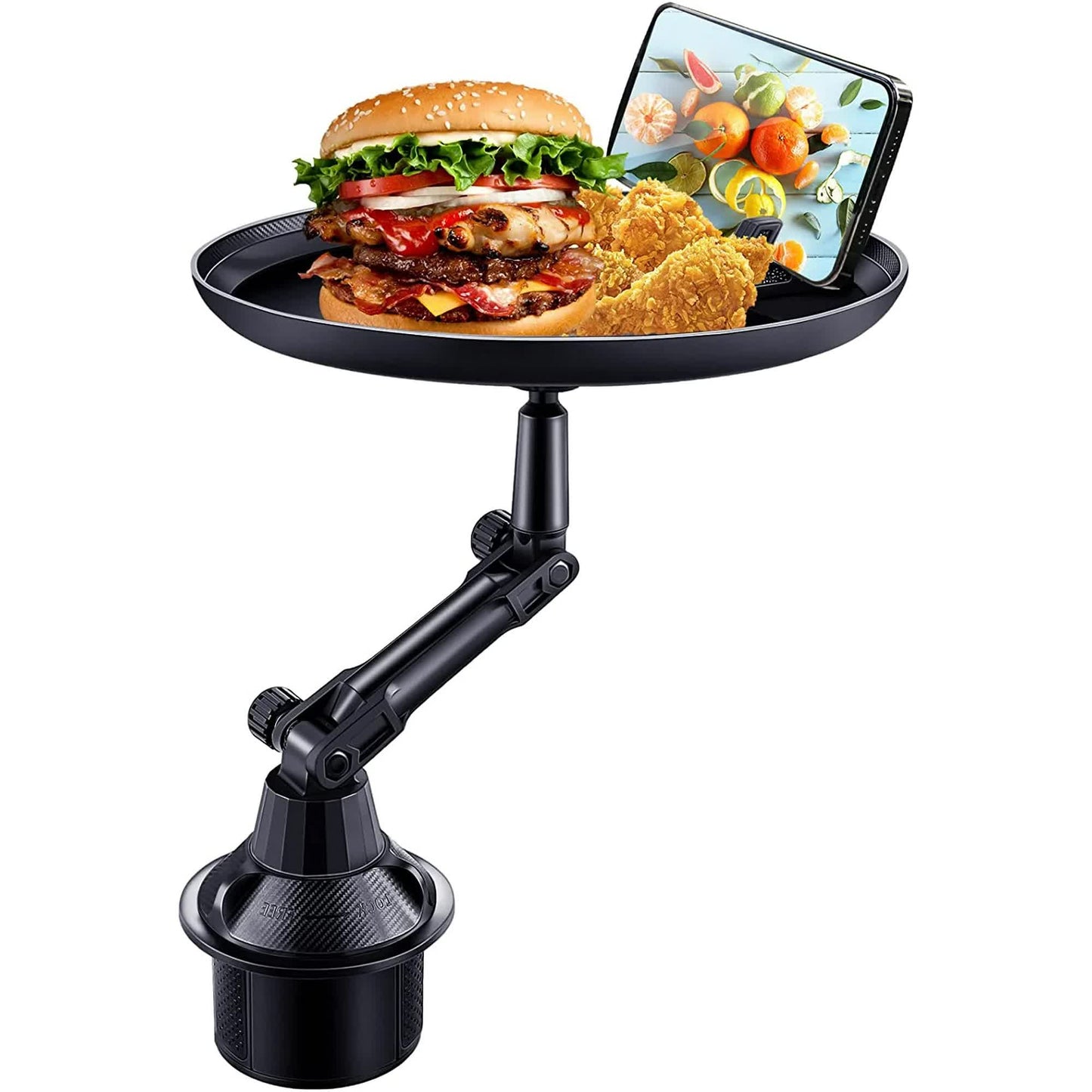 Car cup holder tray table with phone slot — view 2