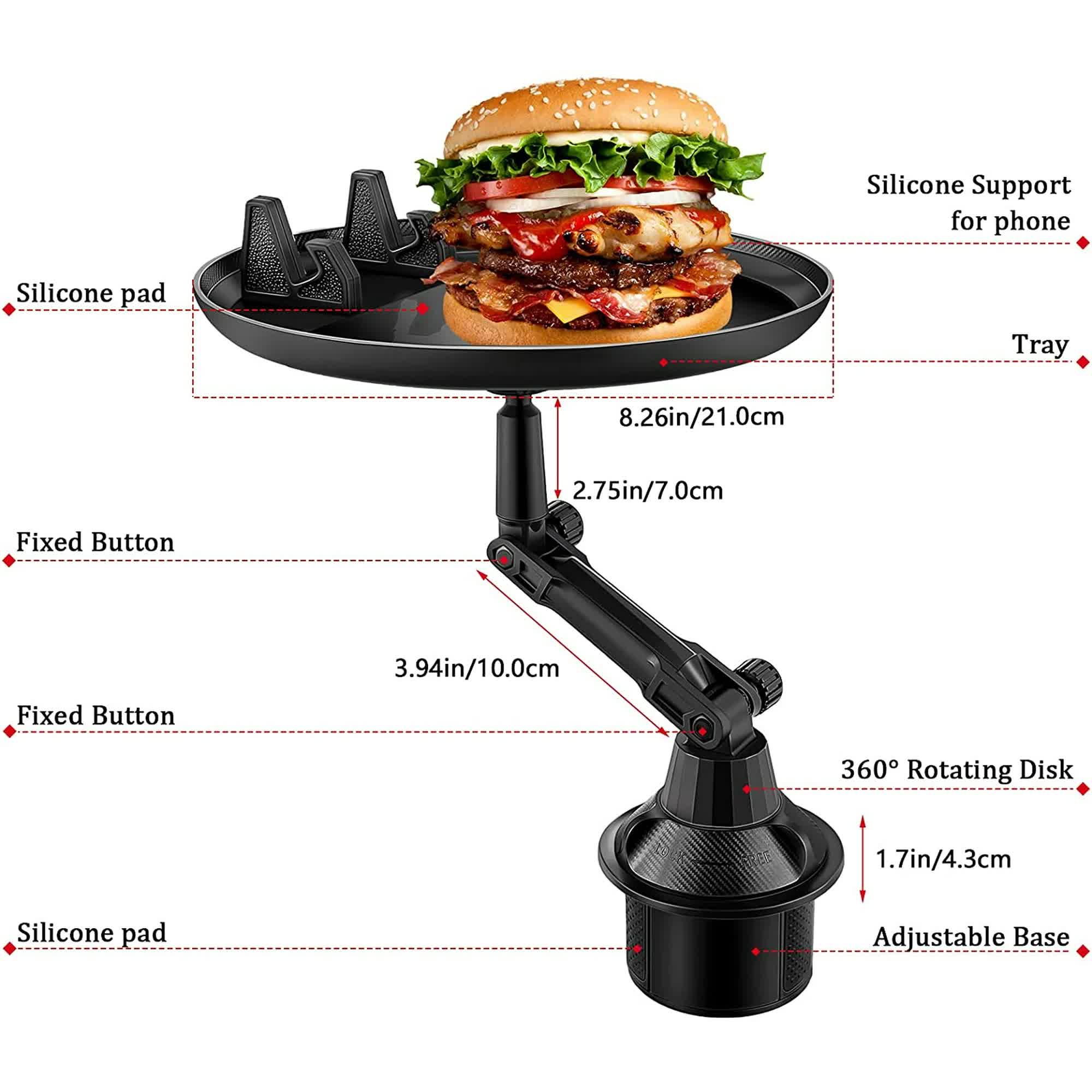Car cup holder tray table with phone slot — view 4