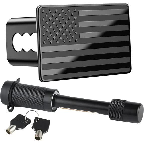 American flag metal tow hitch cover 2 inch — view 2