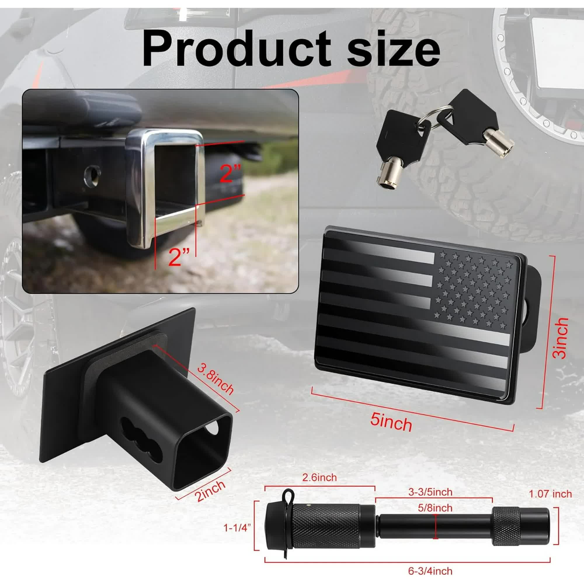 American flag metal tow hitch cover 2 inch — view 3