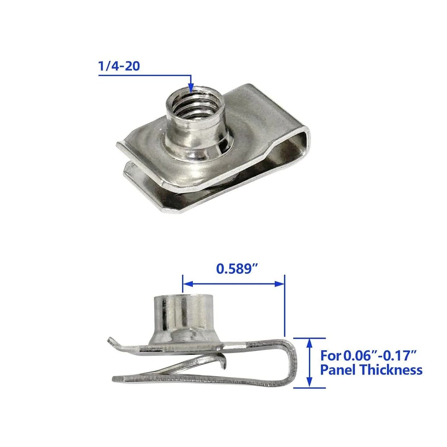 1/4-20 U-style clip-on nuts pack of 20 — view 3