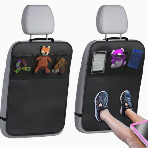 2 pack XL waterproof back seat kick mats — view 2