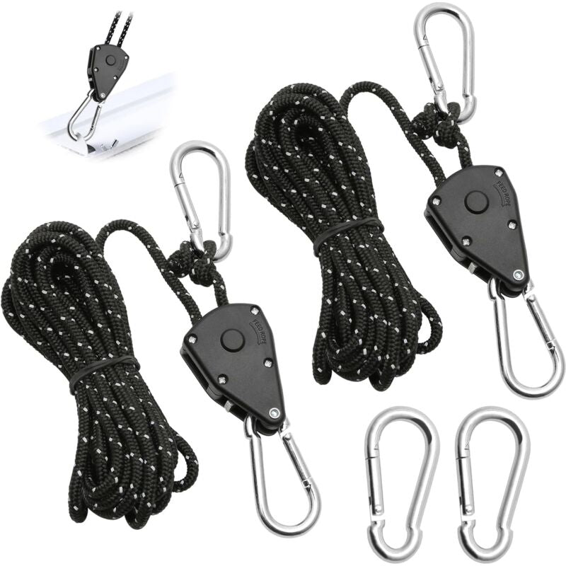2 pcs 4m adjustable ratchet rope pulley — view 2