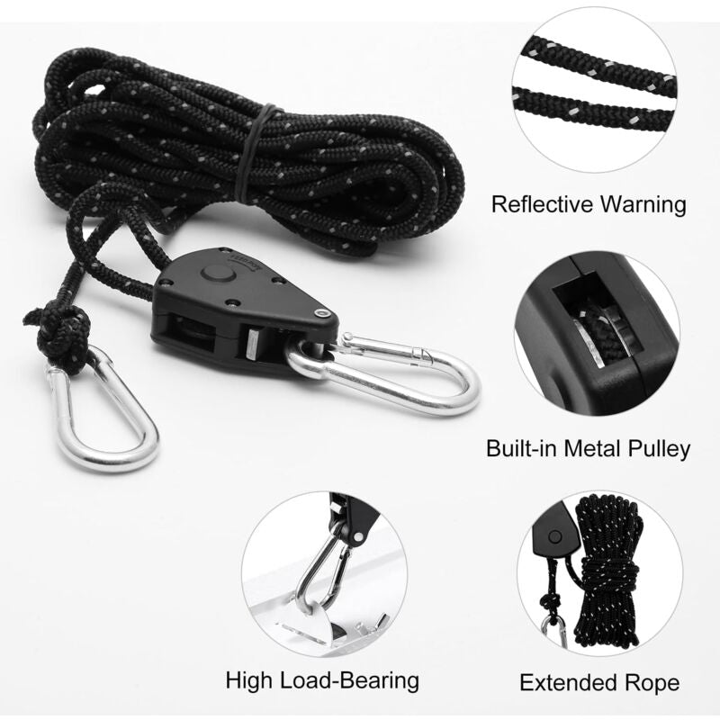 2 pcs 4m adjustable ratchet rope pulley — view 4