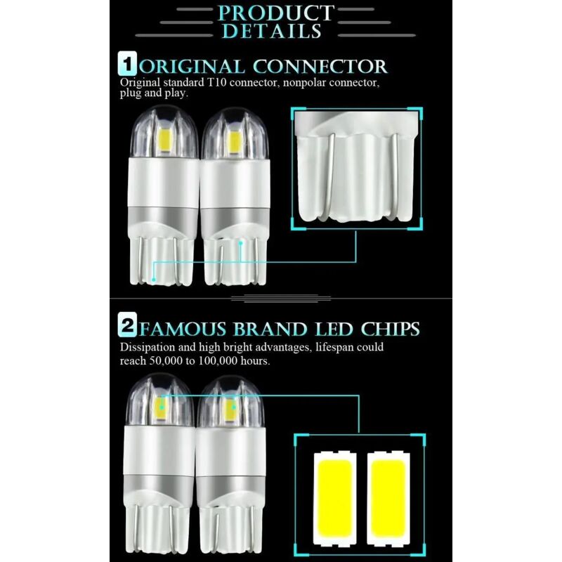 T10 W5W 12V white LED marker light — view 5