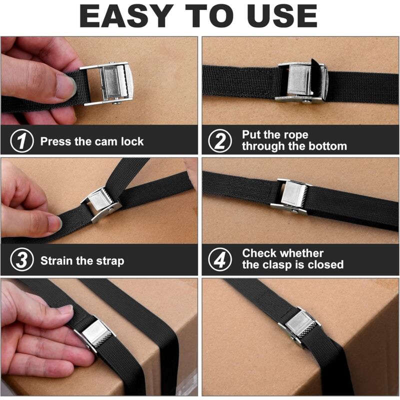 4 pcs 2m tie down strap fastening kit — view 5