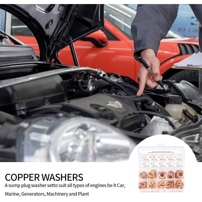 200 pcs copper flat washers M5 to M14 — view 5