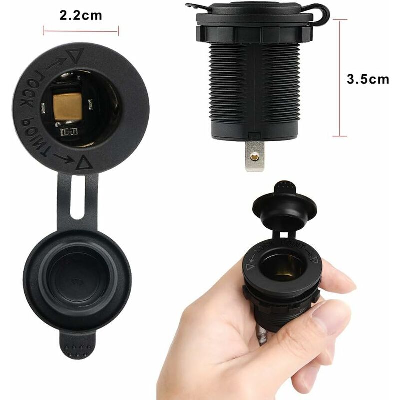 Waterproof marine cigarette lighter socket 2 pack — view 3