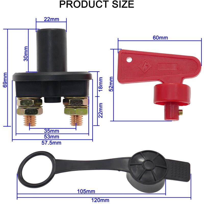 12V/24V battery isolator cut off switch — view 3