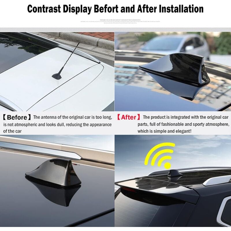 Universal black shark fin car antenna — view 3