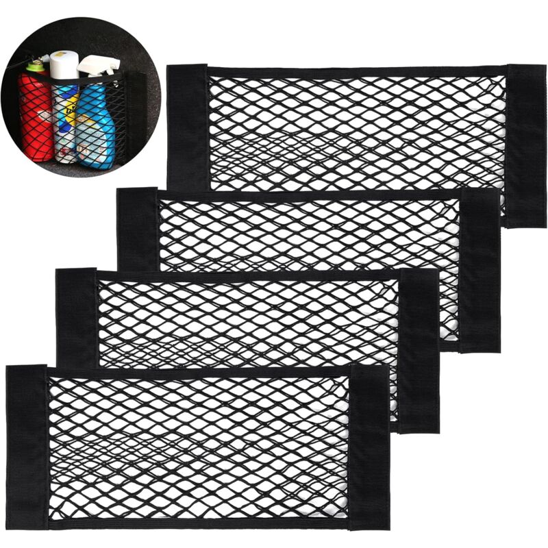 4 pcs car boot storage net pockets — view 2