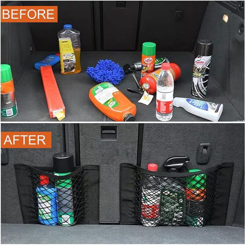 4 pcs car boot storage net pockets — view 3