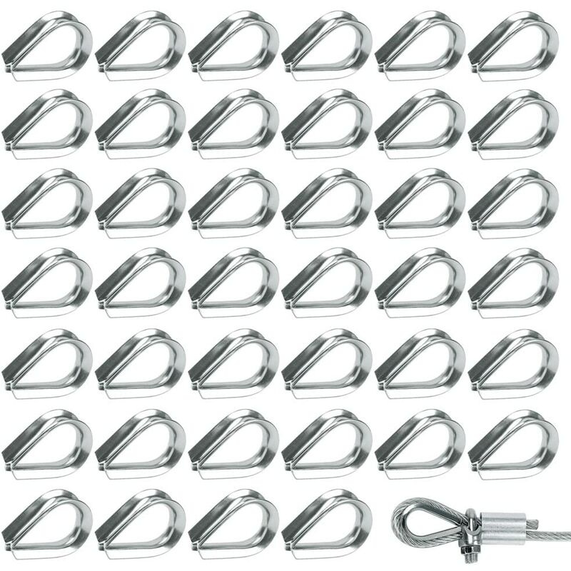 50 pcs M2 stainless steel wire rope thimbles — view 2